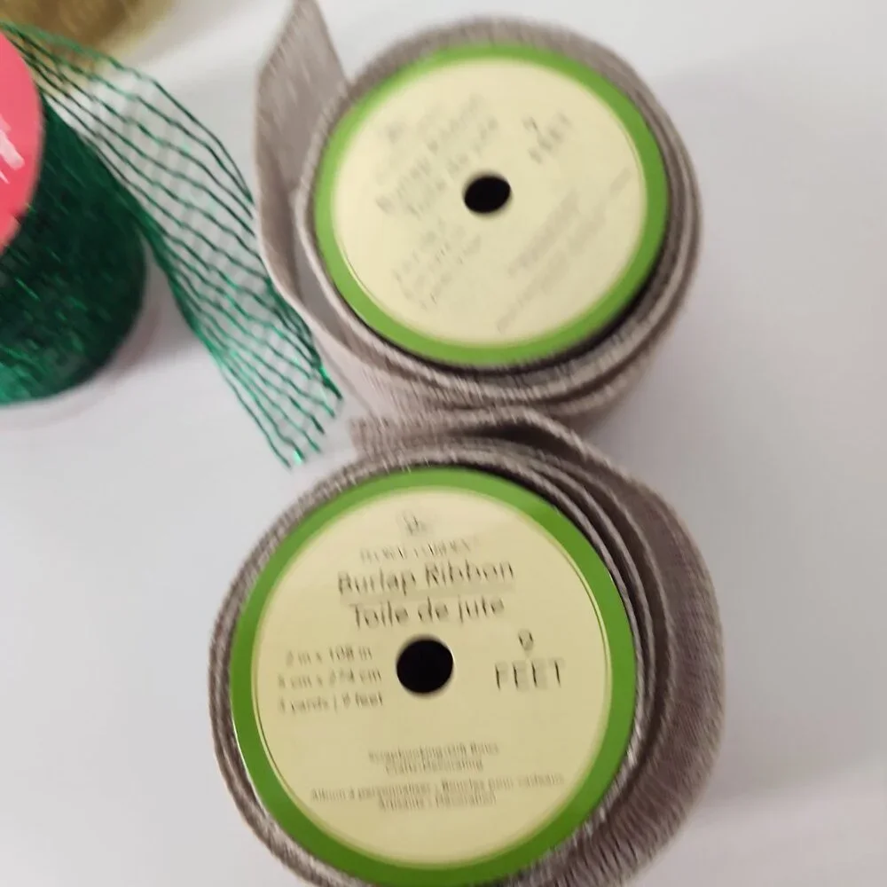Set crafting supplies metallic deco mesh ribbons for wreath holiday decor lot